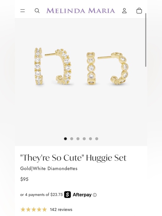 Melinda Maria Jewelry - Melinda Maria Gold and White 'They're So Cute' Huggie Earring Set